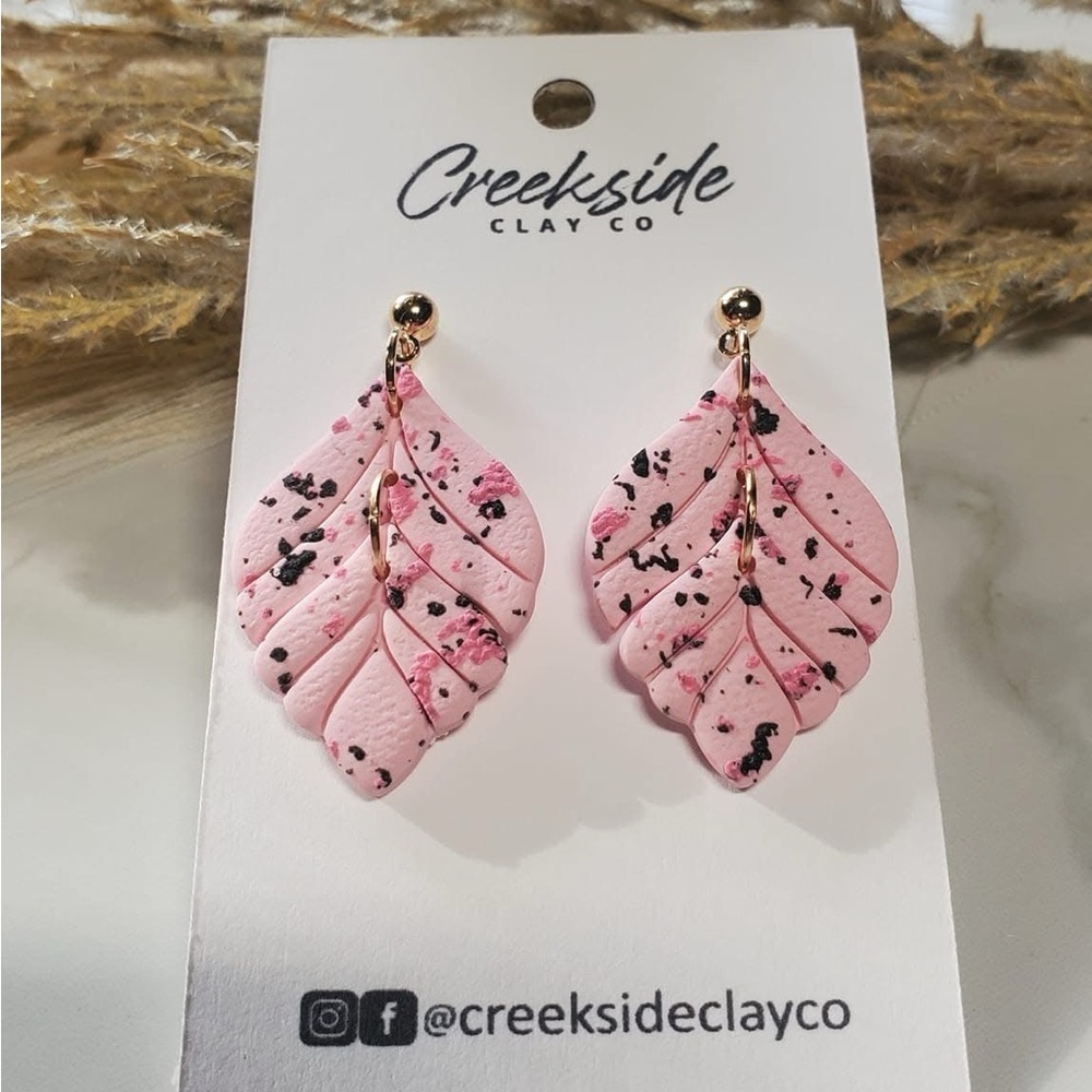 Pink Leaf Earrings